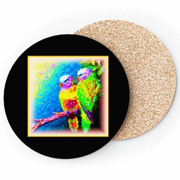 Discover A Vibrant and Joyful Rainbow Birds. Buy Now Coasters