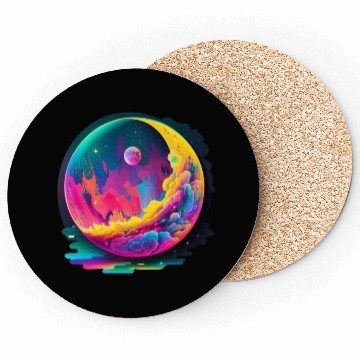 Discover Neon Abstract Watercolor Moon Coasters