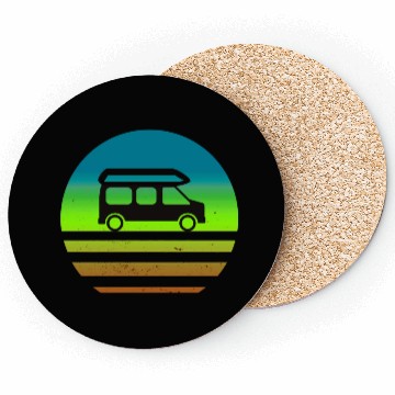 Discover Camper Van Retro Sunset Vintage sun camping Coasters