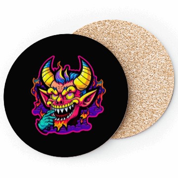 Discover 90's Style Neon Cartoon Crazy Devil Coasters