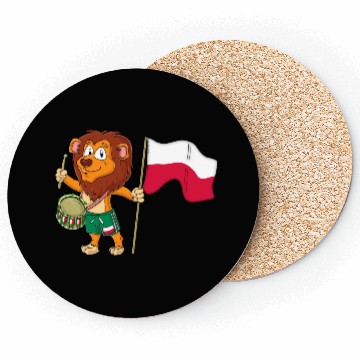 Discover Lion with the Poland flag Coasters