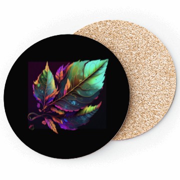 Discover Vibrant Leaf Synthwave Coasters