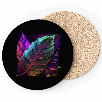 Discover Vibrant Leaf Synthwave Coasters