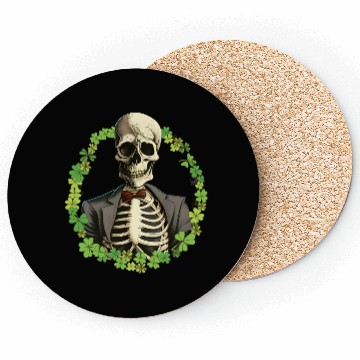 Discover Skeleton Vintage Retro Creepy Cute Shamrock Coasters