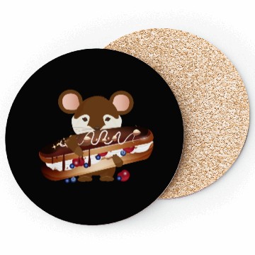 Discover cute mouse with delicious chocolate eclair Coasters