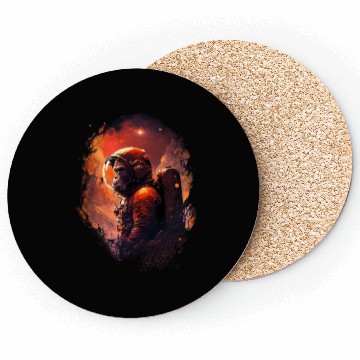 Discover Monkey Astronaut Chimpanzee Space Surreal Moon Coasters