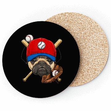 Discover Baseball Player Coach Pug Dog Lover Pug Mom Coasters