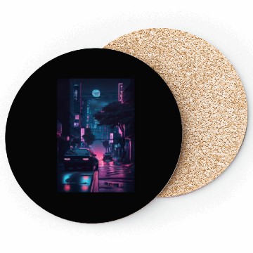 Discover Tokyo Japan Japanese Aesthetic Graphic Night Scene Coasters
