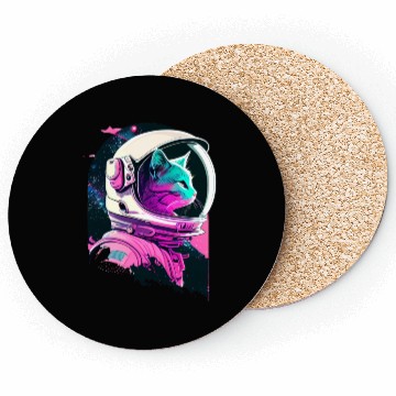 Discover Aesthetic Vaporwave Space Cat 80s 90s Astronaut Coasters