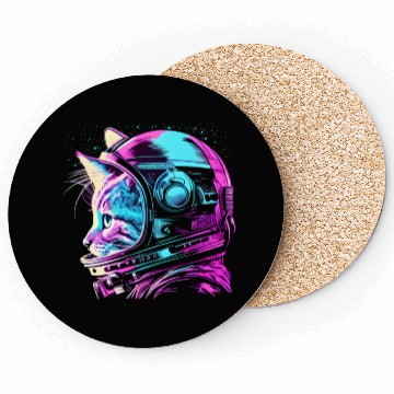 Discover Aesthetic Vaporwave Space Cat 80s 90s Astronaut Coasters