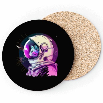 Discover Aesthetic Vaporwave Space Cat 80s 90s Astronaut Coasters