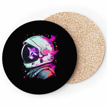Discover Aesthetic Vaporwave Space Cat 80s 90s Astronaut Coasters