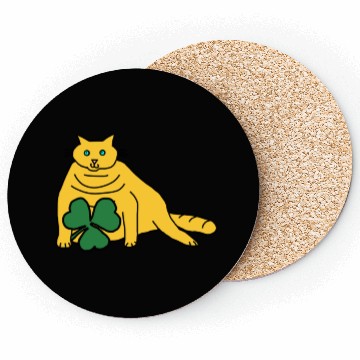 Discover Saint Patricks Day Yellow Chonk Cat with Shamrock Coasters