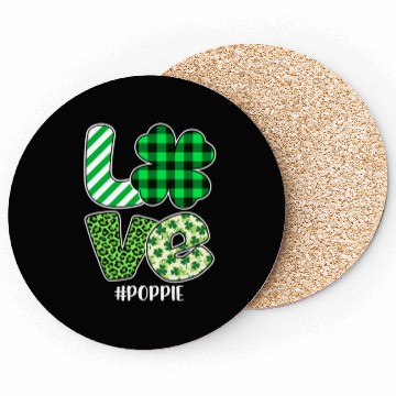 Discover Love Poppie Green Plaid Leopard Shamrock Coasters