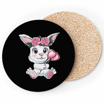 Discover Baby Easter Bunny with Flowers cute Easter Egg Coasters