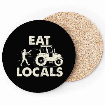 Discover Eat locals Funny Zombie Farmer Tractor Coasters