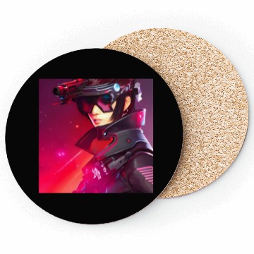 Discover Cyberpunk Girl red Neon light Coasters
