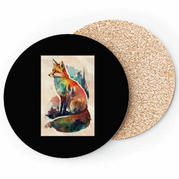 Discover Fox watercolor woodland forest animal wild animal Coasters