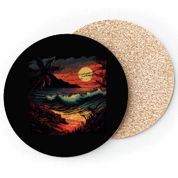Discover Vibrant Beach Sunset Design - Colorful Paradise Coasters