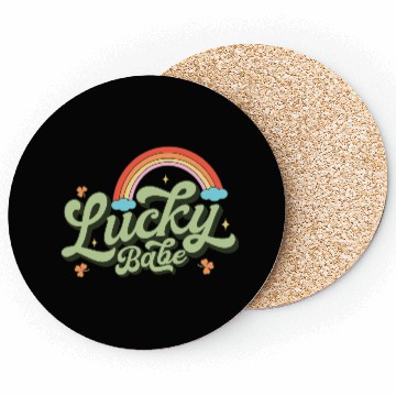 Discover Retro Lucky Babe Rainbow St Patricks Day Coasters