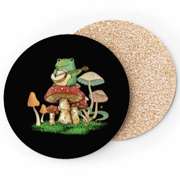 Discover Frog Playing Instrument On Mushroom Coasters