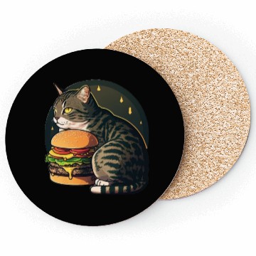 Discover Beautiful Cheese burger Tabby Cat Coasters