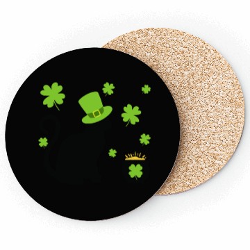 Discover Cat Shamrock St Patrick Day Lucky 01 Coasters
