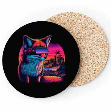 Discover Retro Futuristic Synthwave Fox Coasters