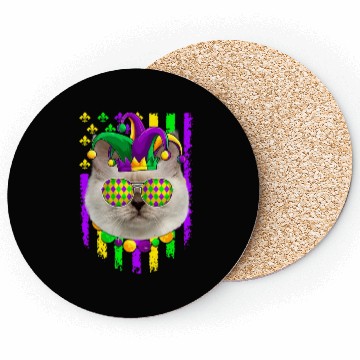 Discover American Flag Mardi Gras Cute Birman Cat Lover Coasters