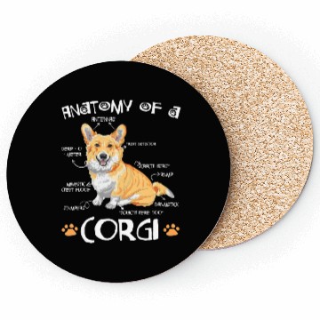 Discover Anatomy Of A Corgi Funny Corgi Dog Lover Pet Owner Coasters