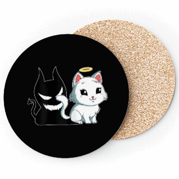 Discover Funny Angel Devil Cat Coasters Sweet Dearly Kitty D