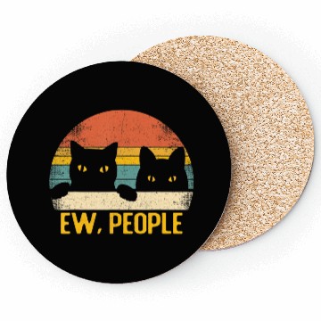 Discover Ew People Black Cat Vintage Retro â Funny Cat T Sh Coasters