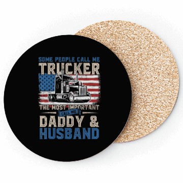 Discover Truck Driver Gift Trucker Daddy Husband US Flag Coasters