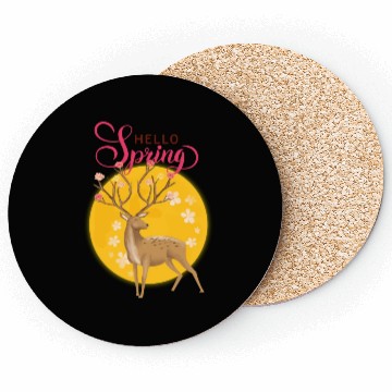 Discover Hello Spring with cute deer Coasters