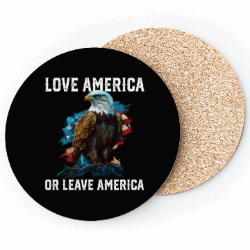 Discover Love America Or Leave America Patriotic USA Flag Coasters
