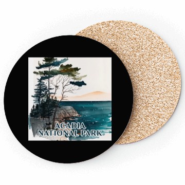 Discover Acadia National Park Watercolor Coasters