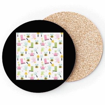 Discover gardening icon seamless pattern on white. Coasters