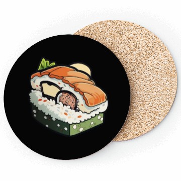 Discover Sushi print Coasters