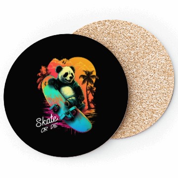 Discover Cool Retro Panda Skateboard Neon Gift Coasters