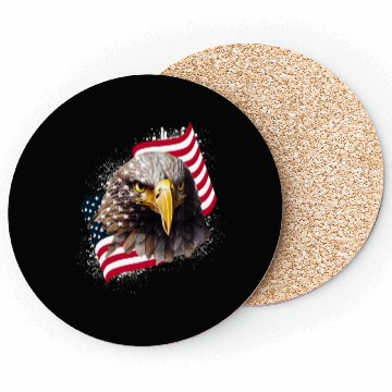 Discover Patriotic Eagle US American Flag Bald Eagle USA Coasters