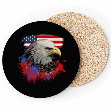 Discover Bald Eagle Patriotic American Bird US Flag Coasters