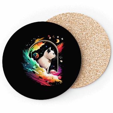 Discover Space Cat on Galaxy Cat Lover Coasters