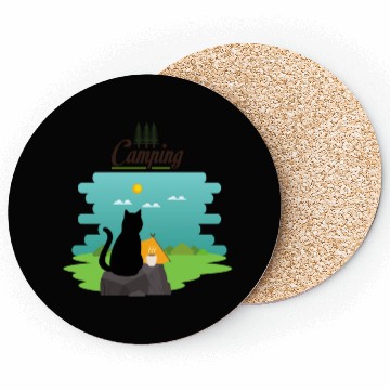 Discover Cute cat, wild life, camping, coffee Coasters