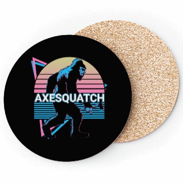 Discover Funny Axe Throwing Bigfoot Sasquatch Ax Thrower Coasters