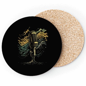 Discover AV Technician Sound Waves Microphone Audio Music Coasters