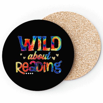 Discover Wild About Reading Tie Dye Reading Books Funny Coasters