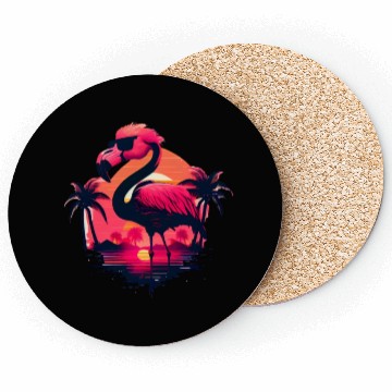Discover Retro Sunset Pink Flamingo Summer Design Flamingo Coasters