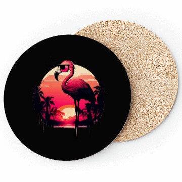 Discover Retro Sunset Pink Flamingo Summer Design Flamingo Coasters