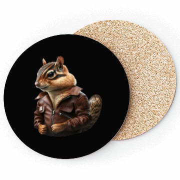 Discover Chipmunk flight captain leather jacket pilot Coasters