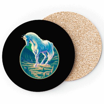 Discover Unicorn in Mountain Landscape Coasters